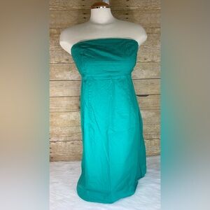 Gap Dress Womens M Teal Strapless Side Zip Summer Coastal Preppy